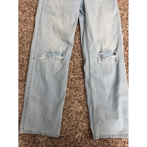 Abercrombie Kids Light Wash High Rise Wide Leg Distressed Jeans Size 15 16 - Picture 2 of 7